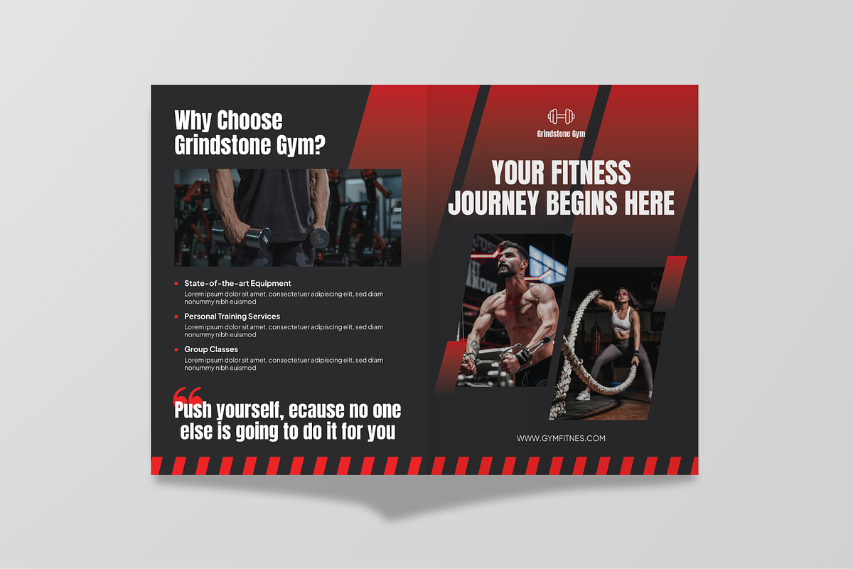 Red Gym Sport Bifold Brochure, a Brochure Template by Annora Studio (Photo 6 of 6)
