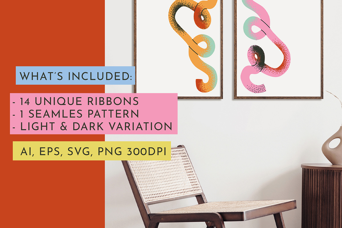 FUNKY RIBBONS: clipart & pattern, an Object Illustration by Elliko shop (Photo 3 of 7)