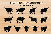 Bull Black Silhouettes Clipart Set, a Person Illustration by Gfx Expert Team (Thumbnail 1 of 3)