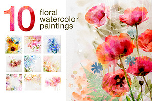 10 Floral watercolor posters