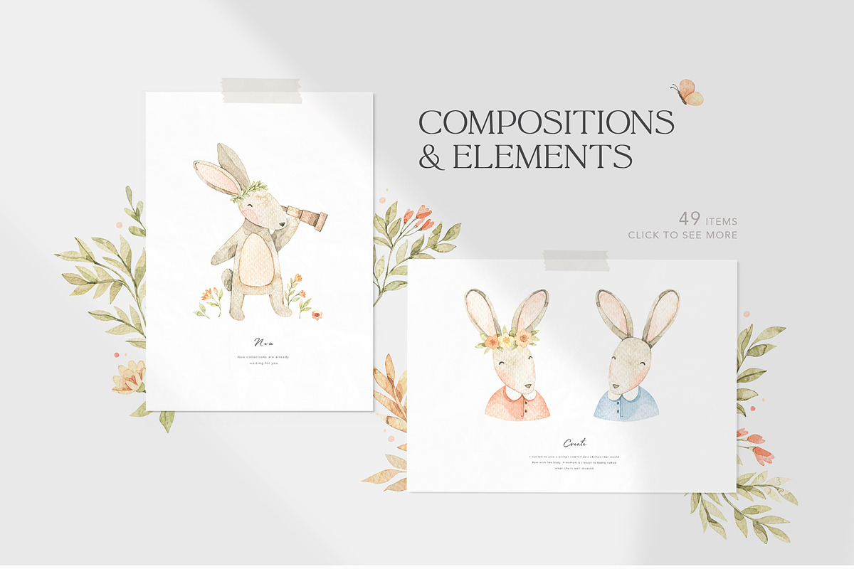 Watercolor baby bunnies. Baby shower, an Animal Illustration by Kate Macate (Photo 4 of 10)