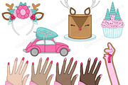 Joy Clipart, a Seasonal Illustration by GlamArtZhanna (Thumbnail 3 of 7)