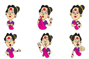 Cute Cartoon Woman Set