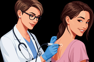 Dermatologist Treating a Skin Lesion, a Photo by angellodeco