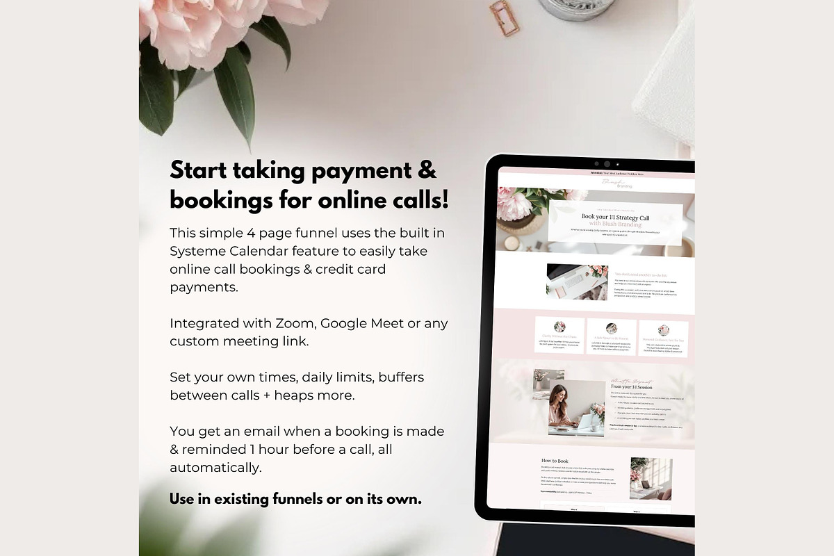 Systeme.io Blush Branding Paid Call, a Landing Page Template by Hayley's Digital Hub (Photo 2 of 10)