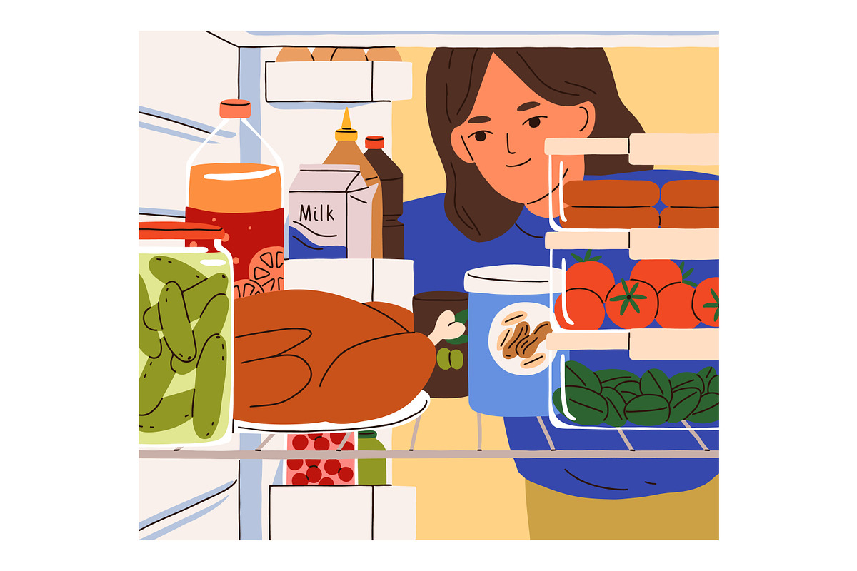 People look for food in fridge set, a Food Illustration by Good Studio (Photo 3 of 7)