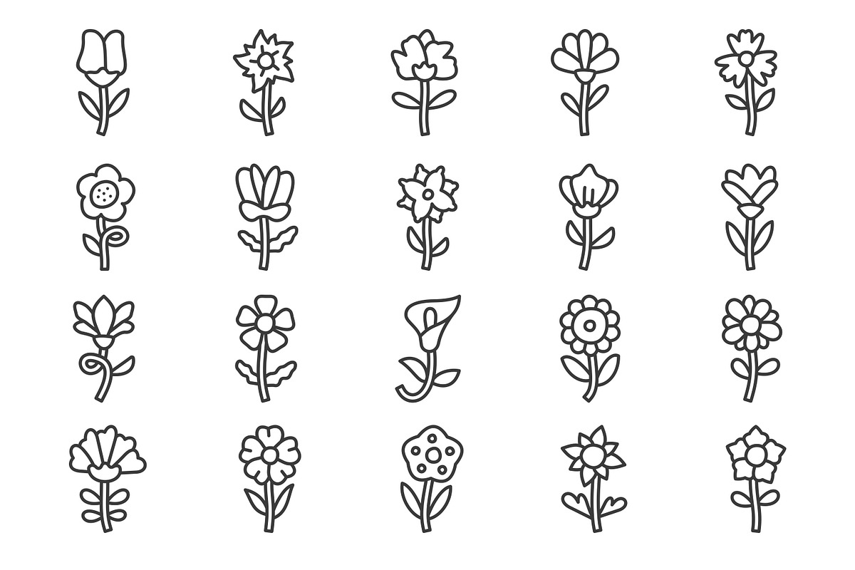 Flowers Outline Icon Pack, an Outline Icon by Tekuni (Photo 6 of 12)
