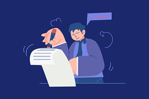 Businessman Filling Out Documents, a Finance Illustration by Ahmad_Studio