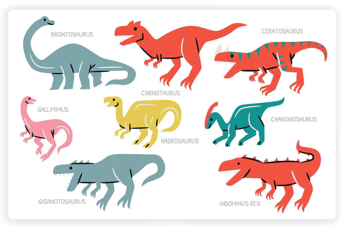 38 Dinosaur Elements x3 Styles, a Graphic by monkik (Photo 3 of 22)
