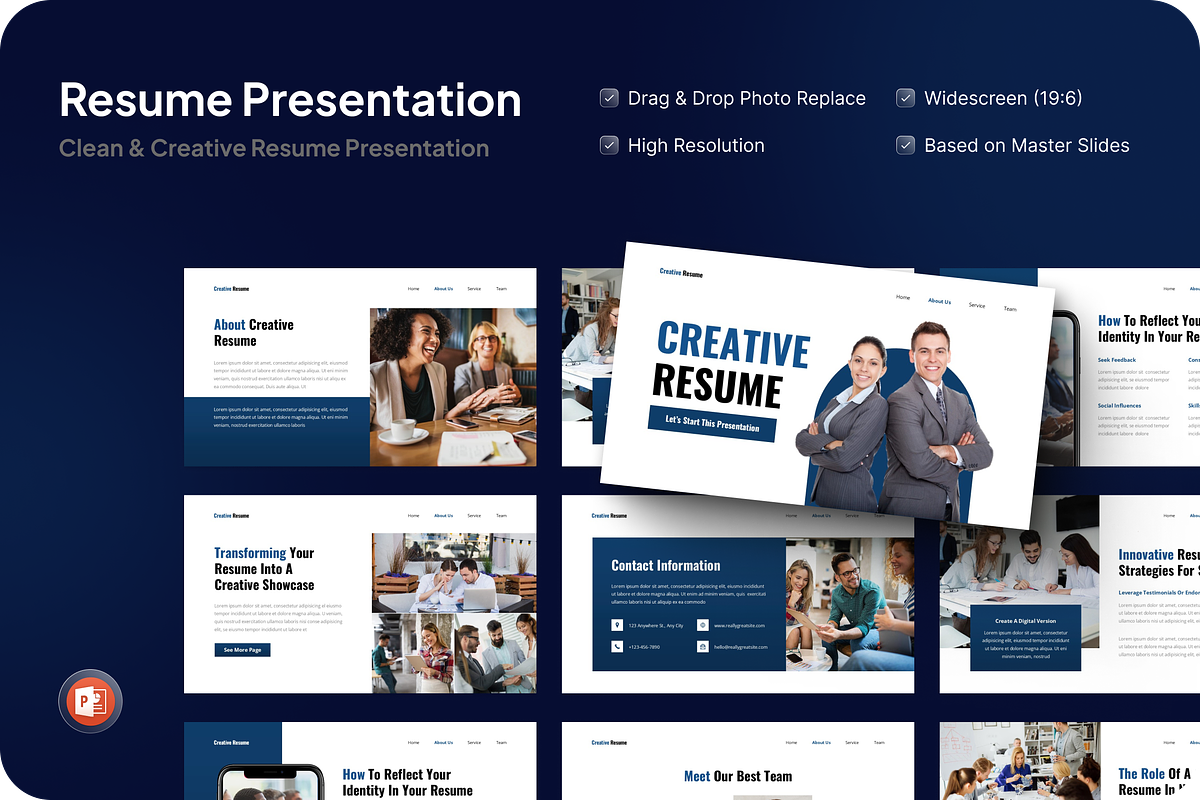 Clean & Creative Resume PowerPoint, a Presentation Template by SquidPixey (Photo 1 of 7)