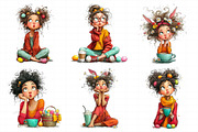 Whimsical Easter Coffee Girl Clipart, an Illustration by Daily.Designs (Thumbnail 6 of 7)