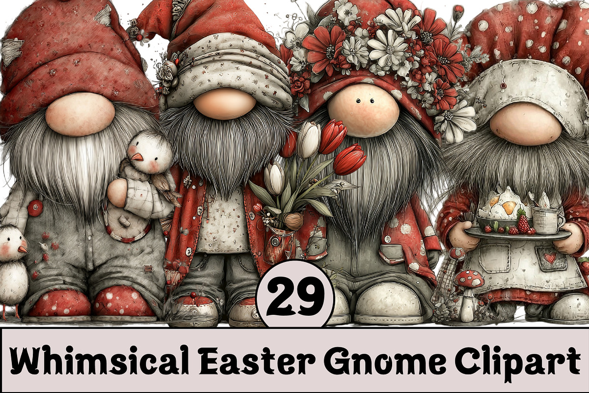 Whimsical Easter Gnome Clipart, an Illustration by Design Market (Photo 1 of 5)