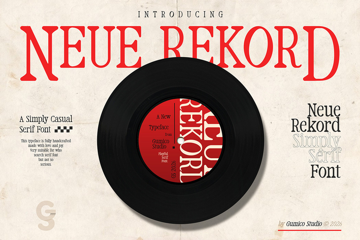 Neue Rekord Typeface - Display Fonts, a Serif Font by Gumico Studio. (Photo 1 of 6)