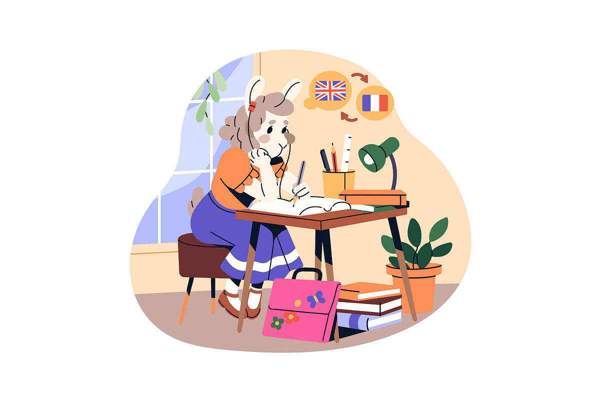 Cute animals students study set, an Education Illustration by PaperTrident (Photo 7 of 13)