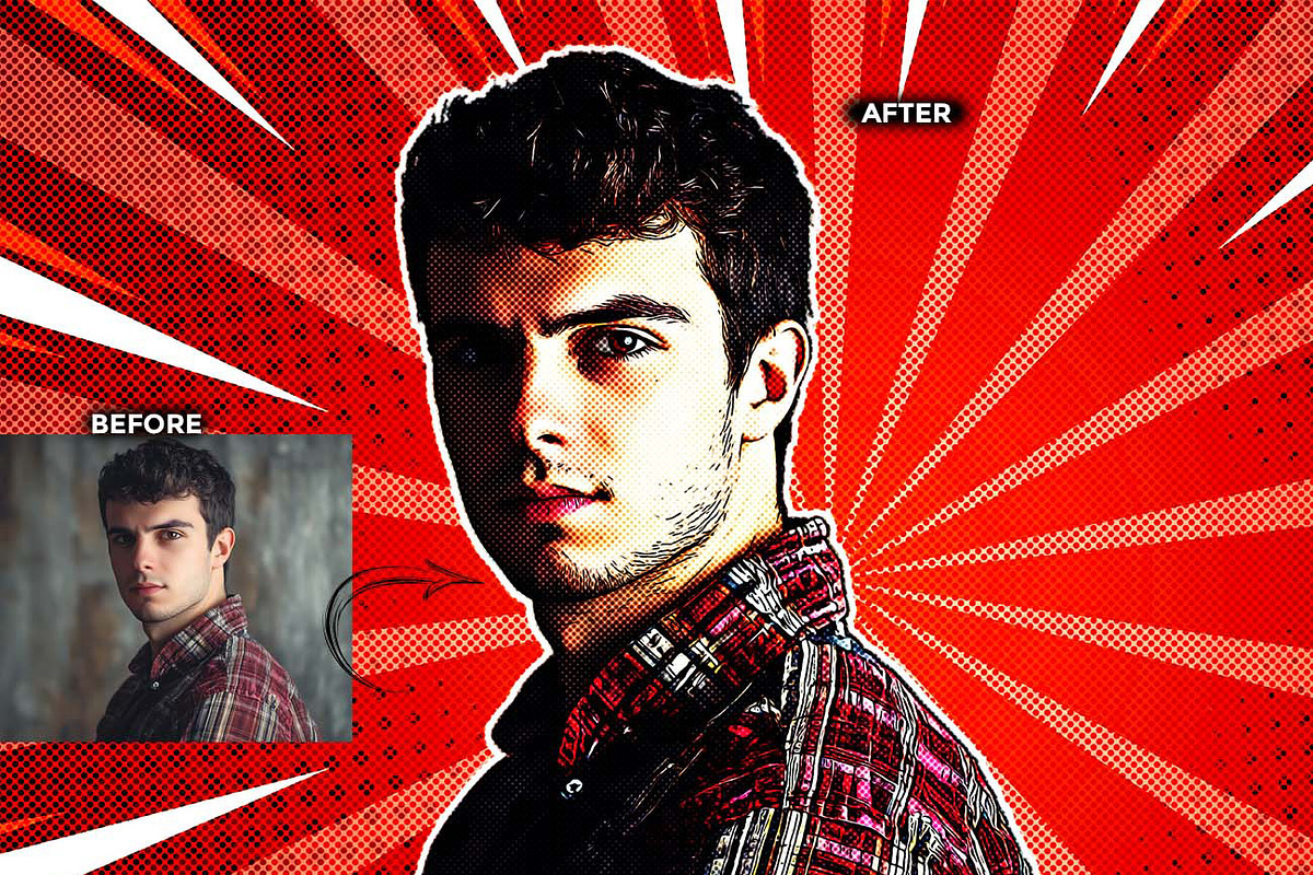 Comic Blast Halftone FX Ps Action, an Action Add-On by Studio Retouch (Photo 9 of 11)
