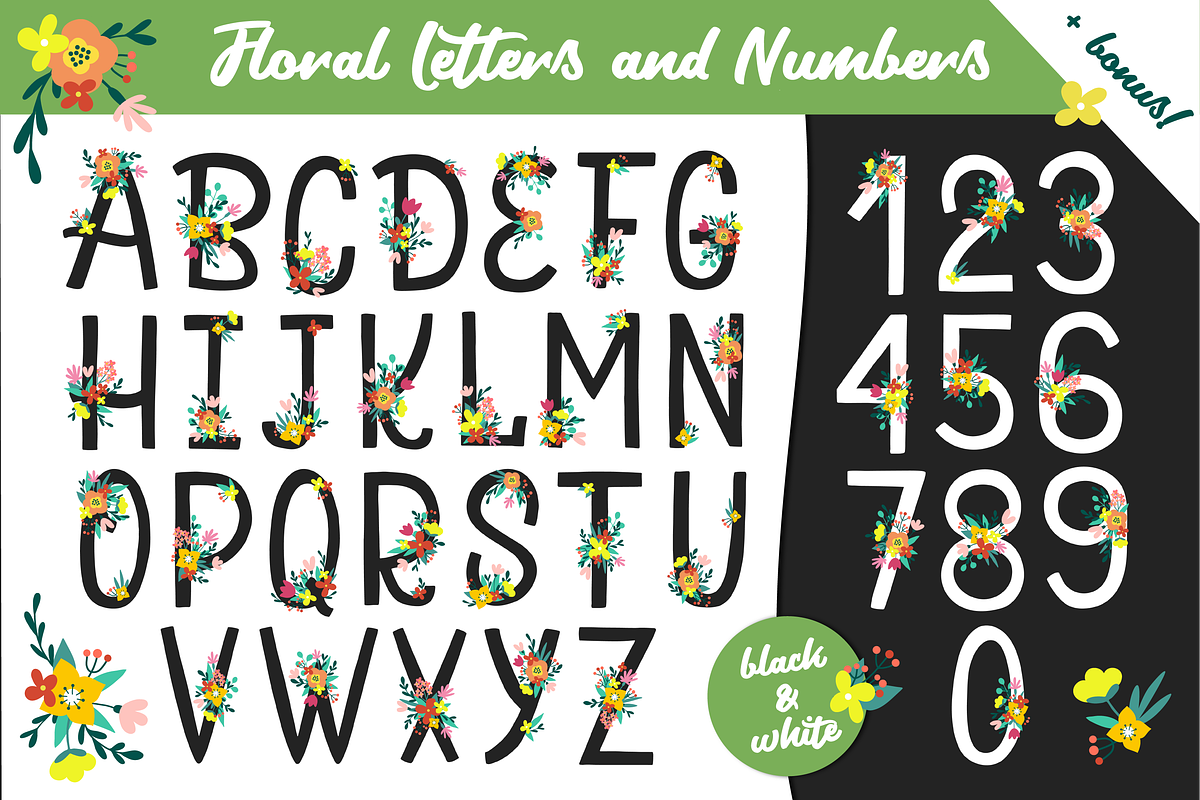 Floral Alphabet and Numbers, a Decorative Illustration by Anna Krestiannykova (Photo 1 of 8)