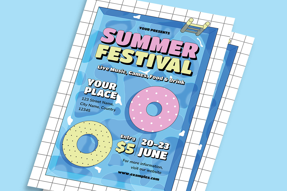 Flat Design Summer Festival Flyer, a Flyer Template by graphicook (Photo 3 of 3)