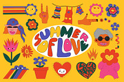 Psychedelic funky hippie stickers, an Illustration by okchizh (Thumbnail 1 of 9)