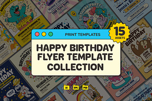 Happy Birthday Flyer (15 Assets), a Flyer Template by Graptail
