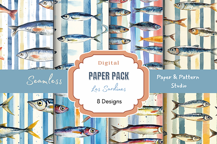 Sardine Fish Striped Pattern, a Pattern Graphic by Paper & Pattern Studio