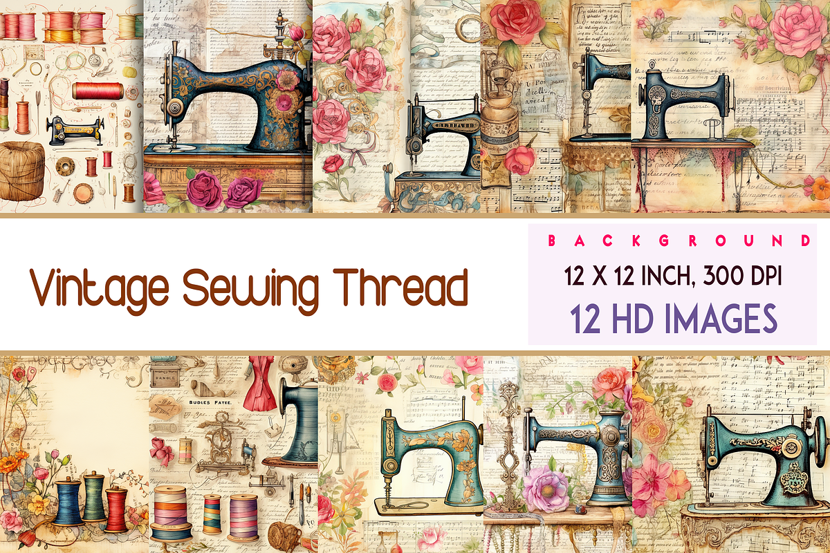 Vintage Sewing Thread and Needle, a Background Graphic by Printable Treasure (Photo 1 of 6)
