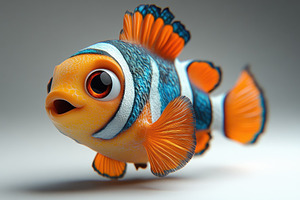 Colorful clownfish swimming graceful, a Photo by Tanuart