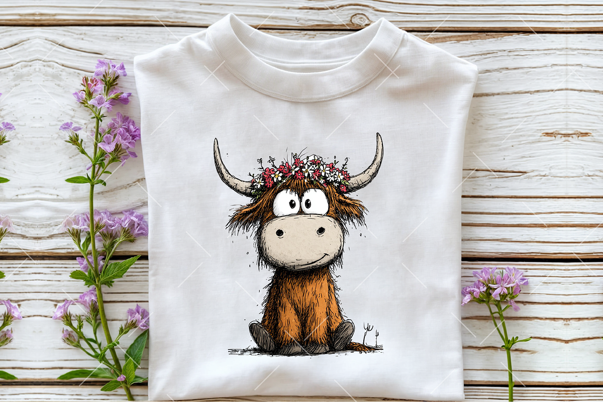 Whimsical Highland Cow Clipart, an Illustration by OK Design (Photo 5 of 6)