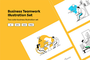 Business Teamwork Illustration Set