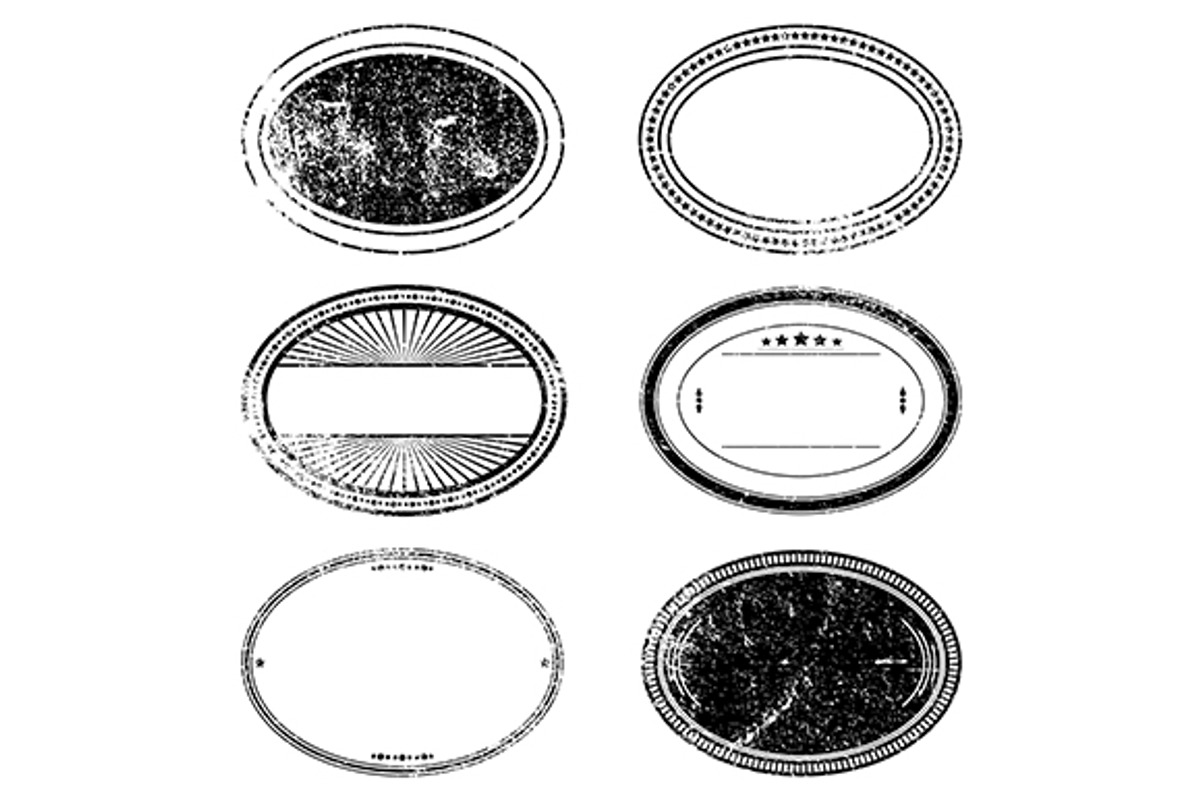 Grunge Oval Stamp Set