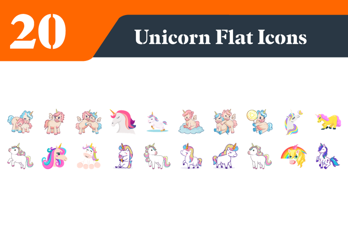 Unicorn Flat Icons Bundle, a Duotone Icon by EllaMaiyaali (Photo 3 of 3)