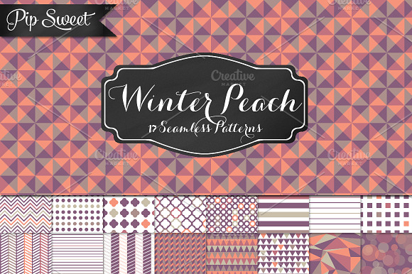 Winter Peach 17 Seamless Pattern Set preview 5