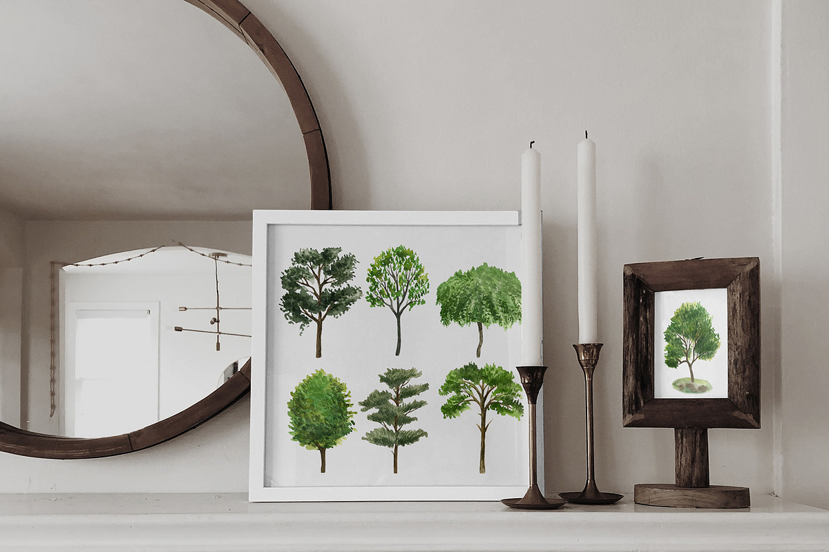 Watercolor Green Trees Clipart, an Illustration by OlDm_Shop (Photo 5 of 8)
