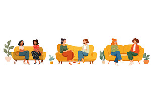 Women discussing. Friends on a, a Person Illustration by Stock-Smart-Start