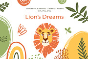 Lion's Dreams - Vector Clip Art Set, an Animal Illustration by Mashamashastu (Thumbnail 1 of 11)