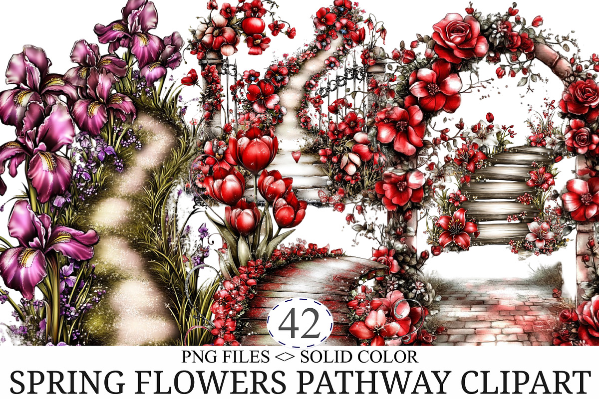 Spring Flowers Pathway Clipart, an Illustration by designcity5 (Photo 1 of 5)