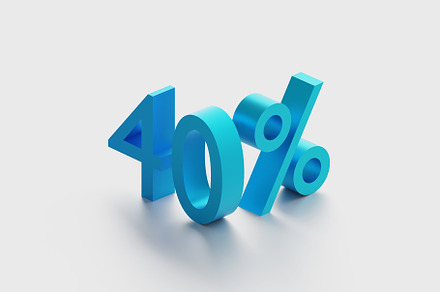 40 percent isometric text over white
