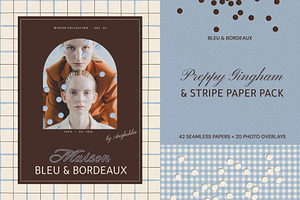 Preppy Gingham & Stripe Paper Pack, a Background Graphic by Anzhelika