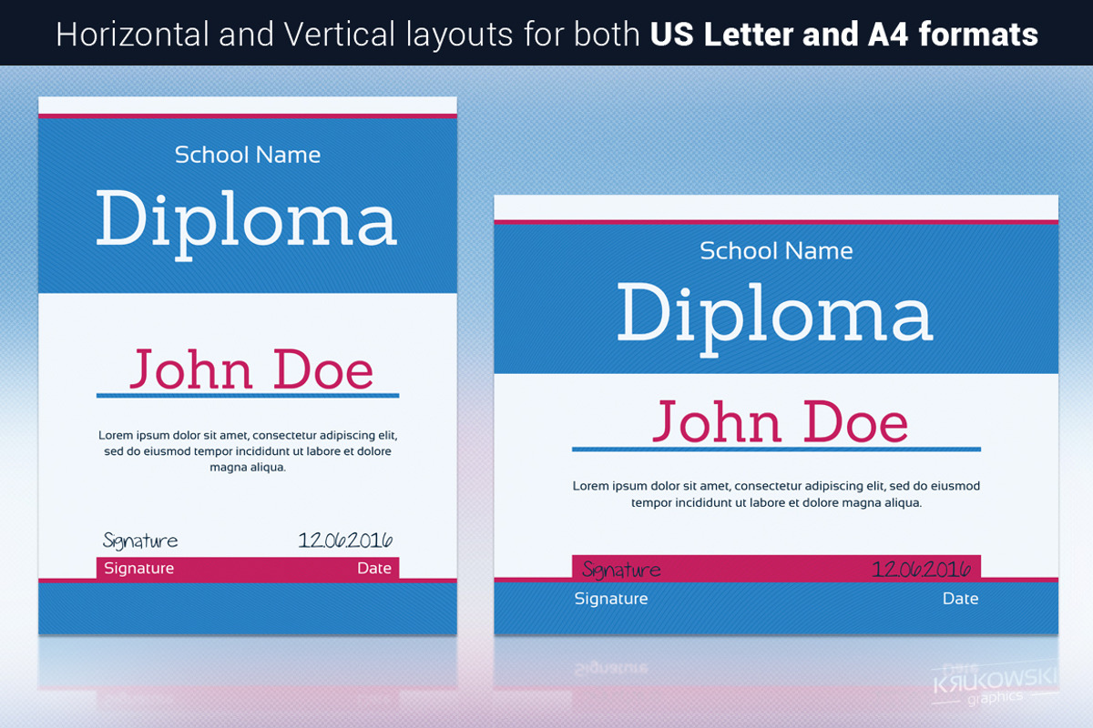 Blue Diploma Template, a Stationery Template by Krukowski Graphics (Photo 1 of 3)