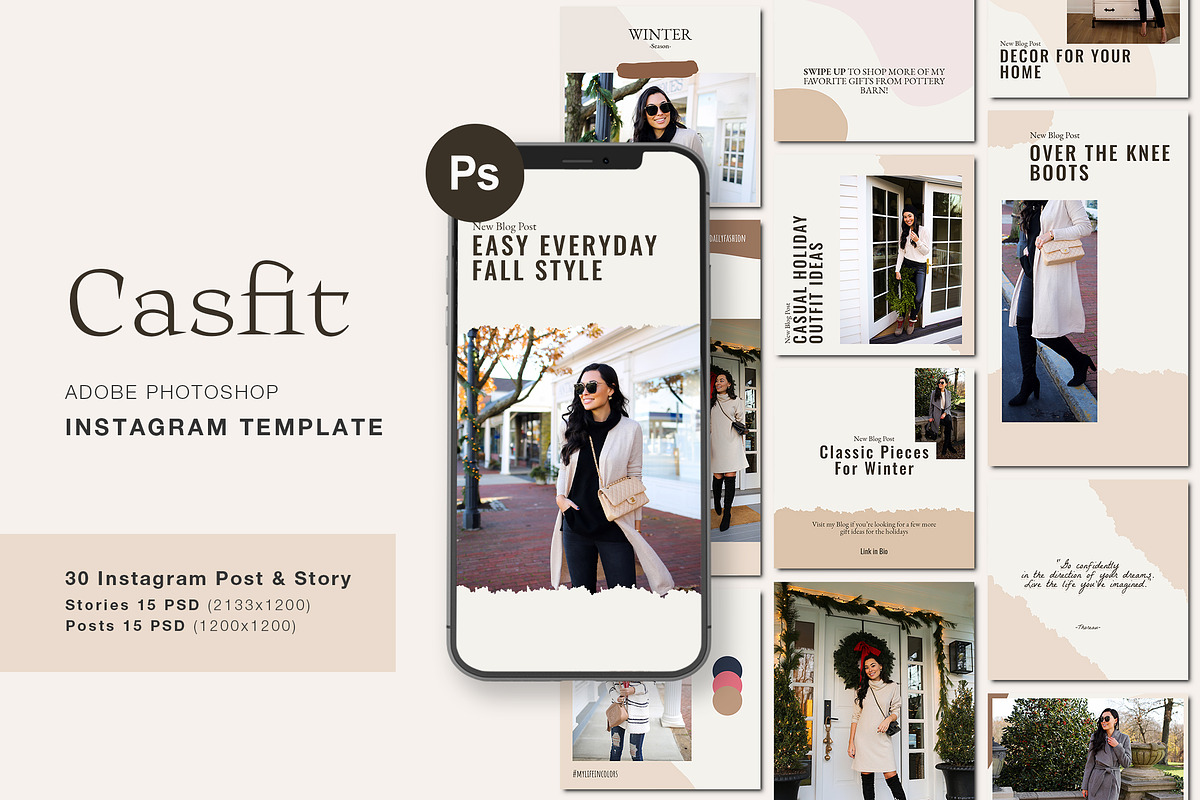 Lifestyle Instagram Pack | PS, a Social Media Template by BlancaLab Studio (Photo 1 of 8)