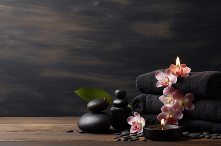 Spa Ambiance with Candle and Orchids, an Abstract Photo by Natalia Klenova's Shop