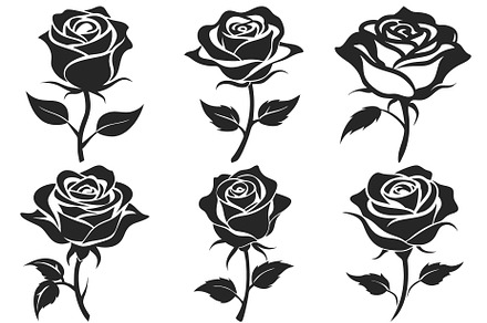 Set of Black rose vectors, an Object Graphic by Billah Hub