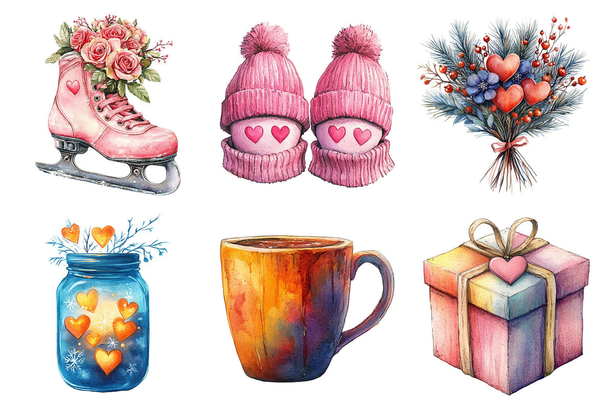 Watercolor Winter in Love Clipart, an Illustration by Daily.Designs (Photo 3 of 3)