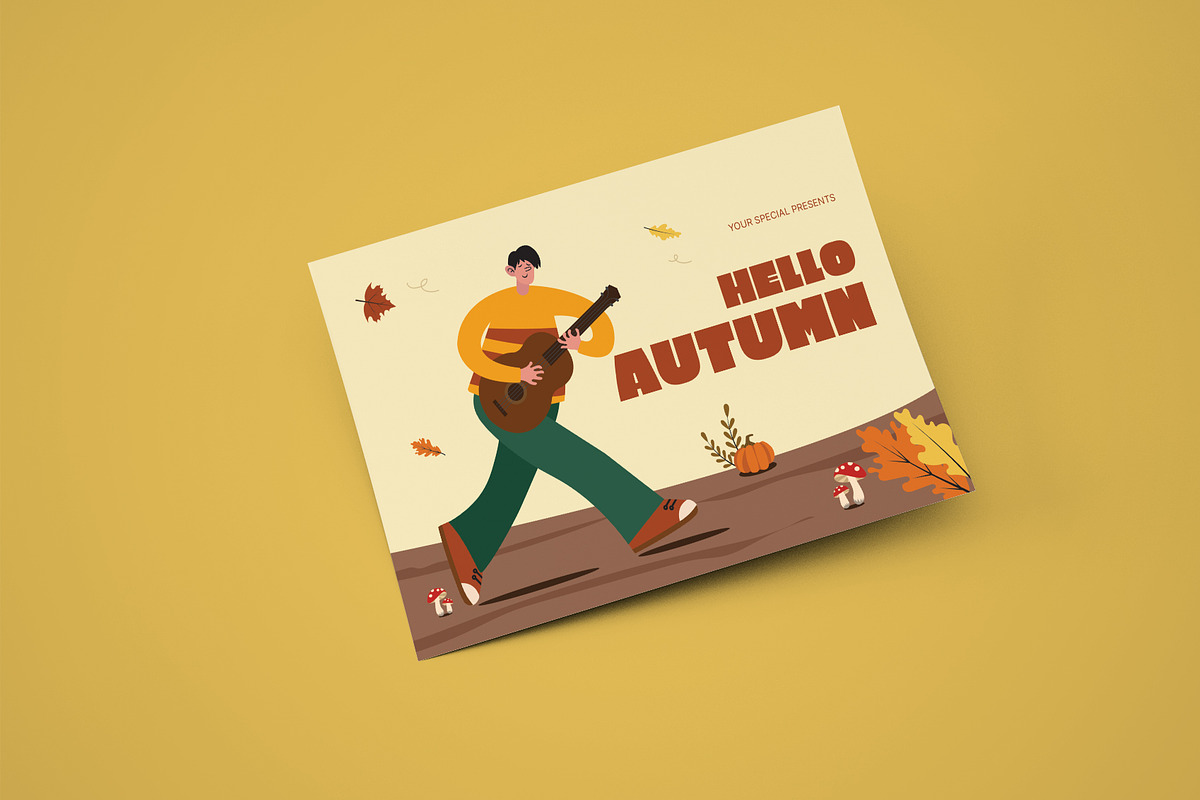 Hello Autumn Greeting Card Template, a Card Template by Neermana (Photo 3 of 4)
