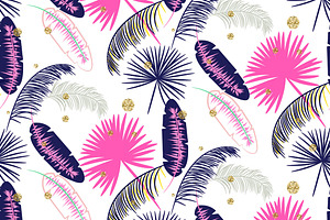 Pink Tropics Seamless Patterns