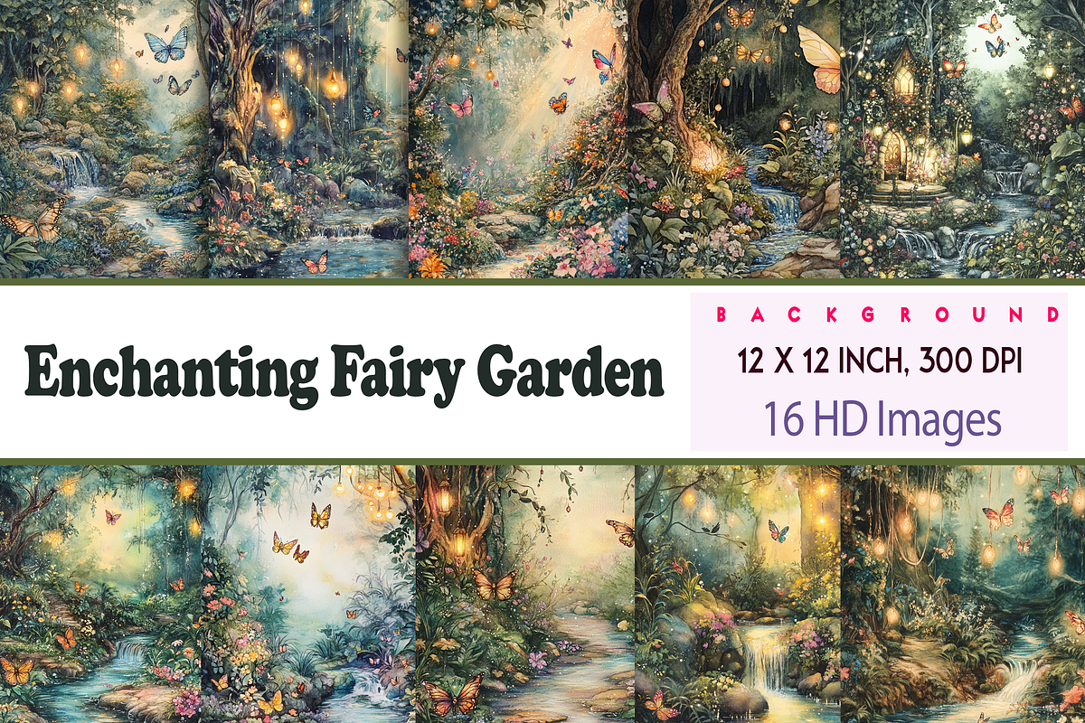 Enchanting Fairy Garden Scene, a Background Graphic by Printable Treasure (Photo 1 of 9)