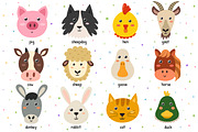 Farm Animals Faces Collection, an Animal Illustration by Gulnara Sabirova (Thumbnail 2 of 8)