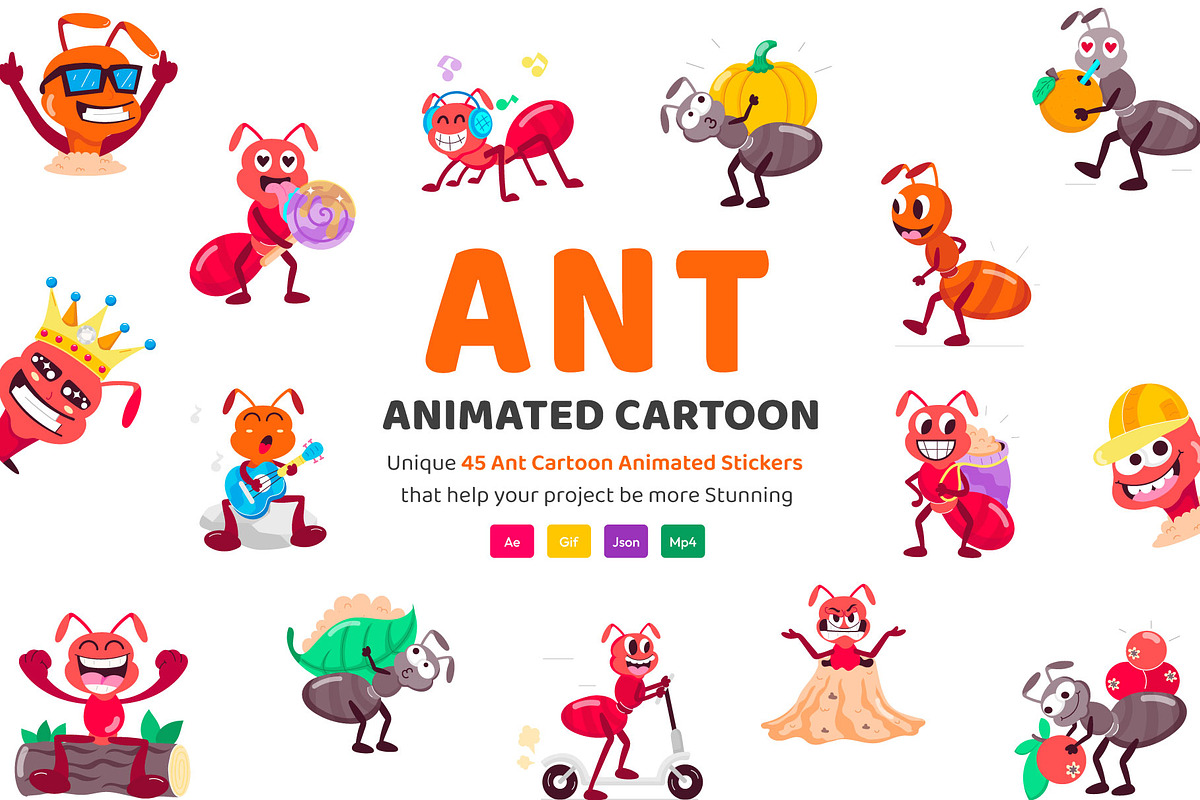 Animated Ant Cartoon Stickers, an Emoji Icon by Vectors Market (Photo 1 of 3)