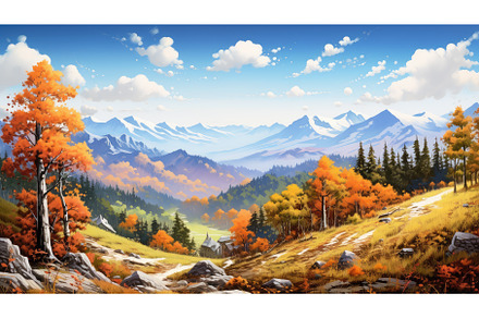 scenic autumn scene panorama, a Nature Photo by pikepicture