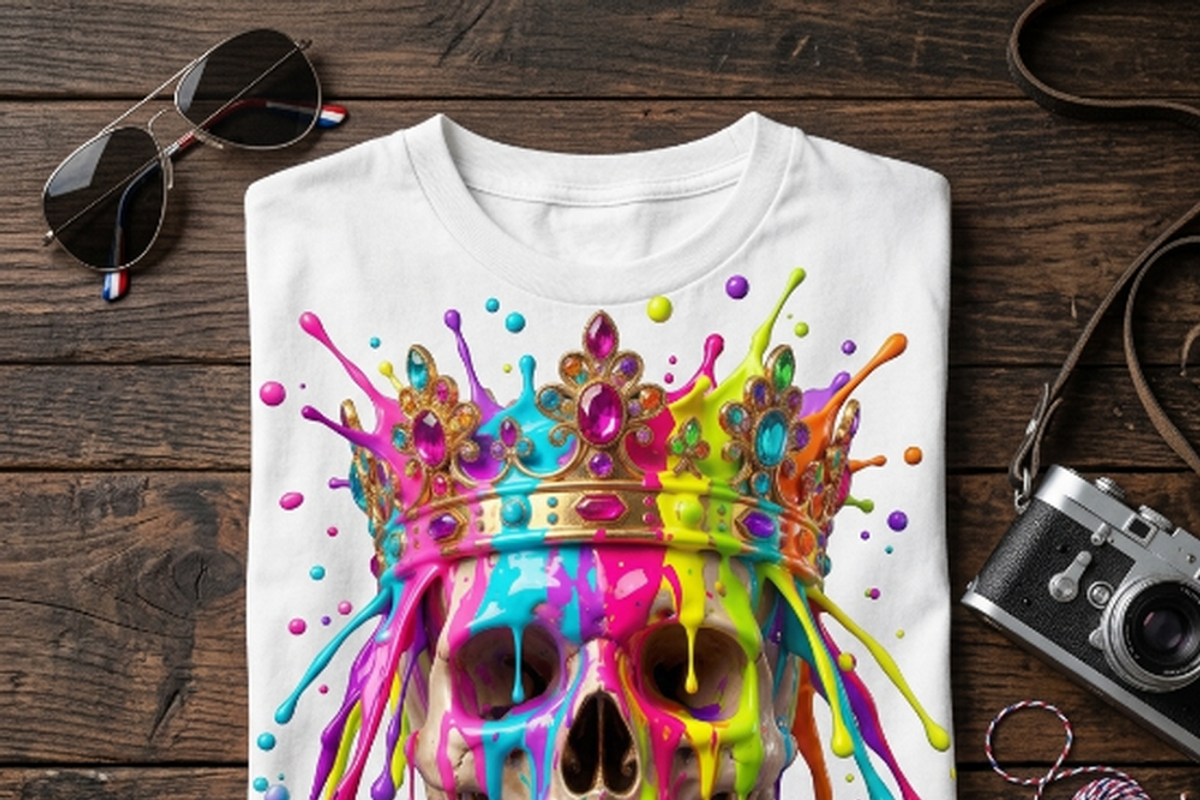 Royal Crown Skull Paint Drip, a Shirt Mockup by Vector Stall (Photo 2 of 14)