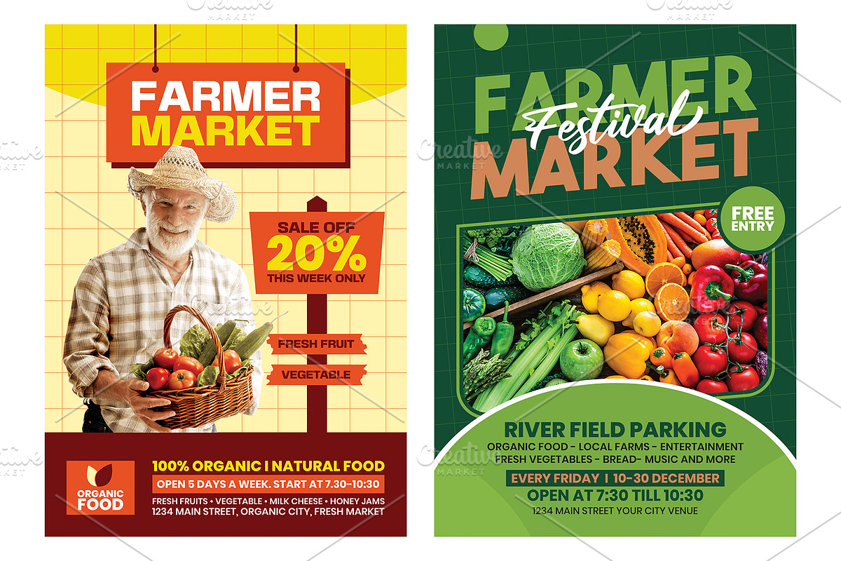 Farmer market flyer template bundle, a Flyer Template by Yunus Ahmad (Photo 2 of 4)